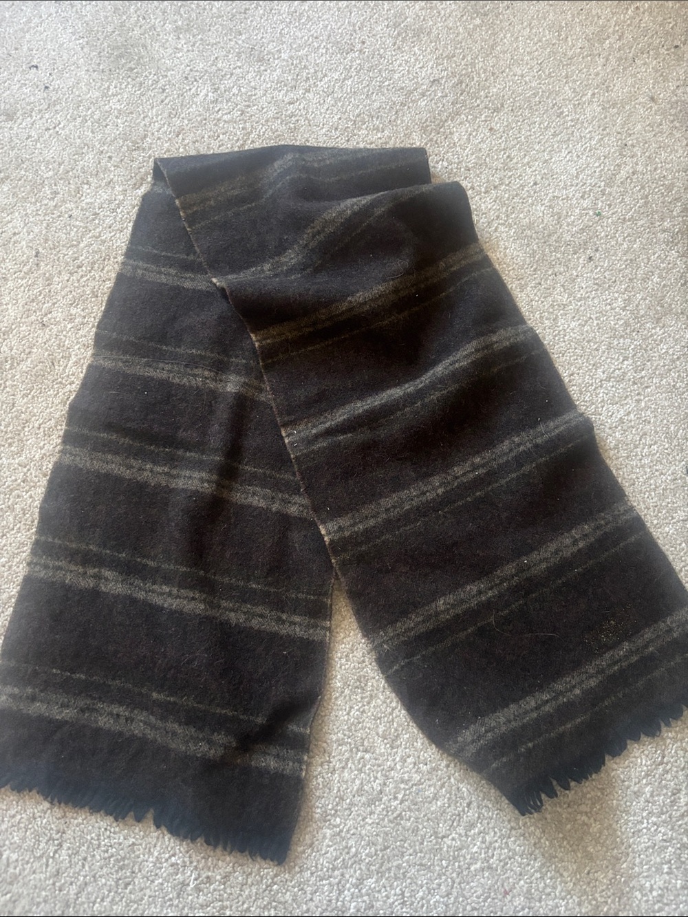Soft Black Scarf with Subtle Gray Stripes